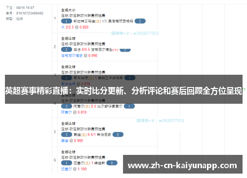 英超赛事精彩直播：实时比分更新、分析评论和赛后回顾全方位呈现